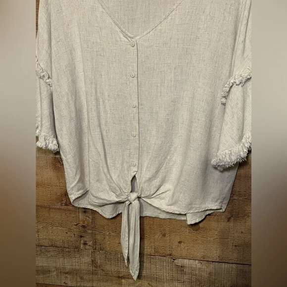 🌻 Bad Little Country Girl Tina size Sm Linen Blend Blouse Costal Beach Country - Picture 6 of 6